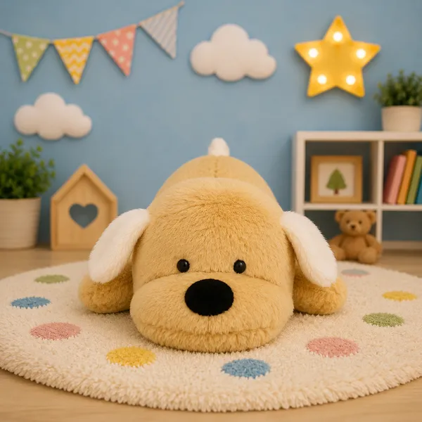 GOLDENHUB_TOYS_Plush_Brown_Dog_Stuffed_Animal,_Soft_Sleeping_Puppy_Toy_with_White_Ears