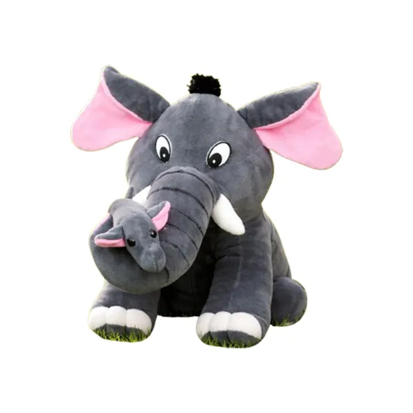Goldenhub_Toys_Standing_Elephant_With_Twin_Baby_Soft_Stuffed_Toys_-_30_cm