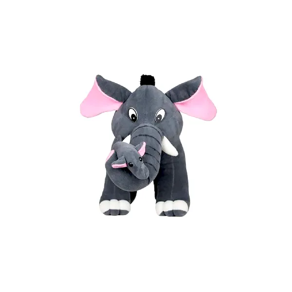 Goldenhub_Toys_Standing_Elephant_With_Twin_Baby_Soft_Stuffed_Toys_-_30_cm