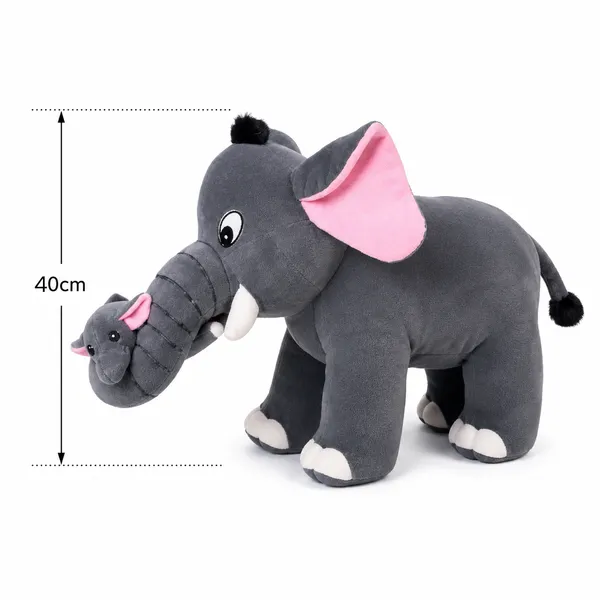Goldenhub_Toys_Standing_Elephant_With_Twin_Baby_Soft_Stuffed_Toys_-_30_cm