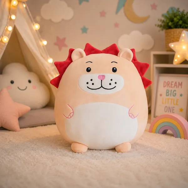 GOLDENHUB_TOYS_Plush_Lion_Cushion_Soft_Toy,_45_cm,_Peach_and_White,_Round_Shape