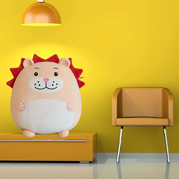 GOLDENHUB_TOYS_Plush_Lion_Cushion_Soft_Toy,_45_cm,_Peach_and_White,_Round_Shape