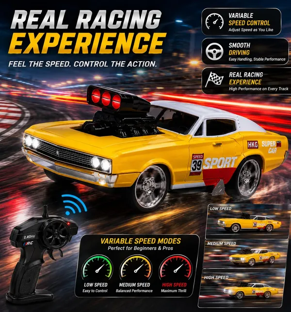 Yellow_Die_Cast_Metal_Rc_Muscle_Car_Kids__Collecting__Entertainment