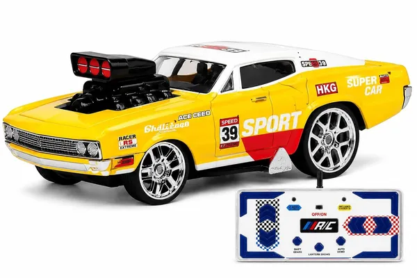 Yellow_Die_Cast_Metal_Rc_Muscle_Car_Kids__Collecting__Entertainment