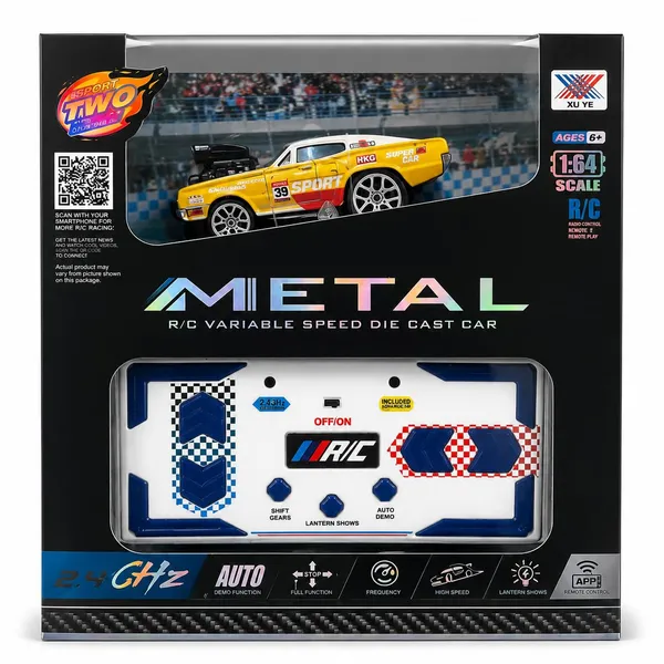 Yellow_Die_Cast_Metal_Rc_Muscle_Car_Kids__Collecting__Entertainment