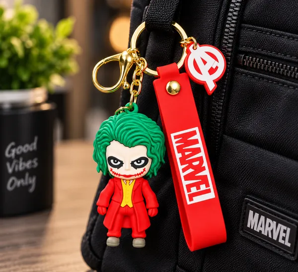 Joker_Character_Keychain_for_Boys_&_Girls_|_3D_Comic_Character_Keyring_with_Red_Silicone_MARVEL_Strap