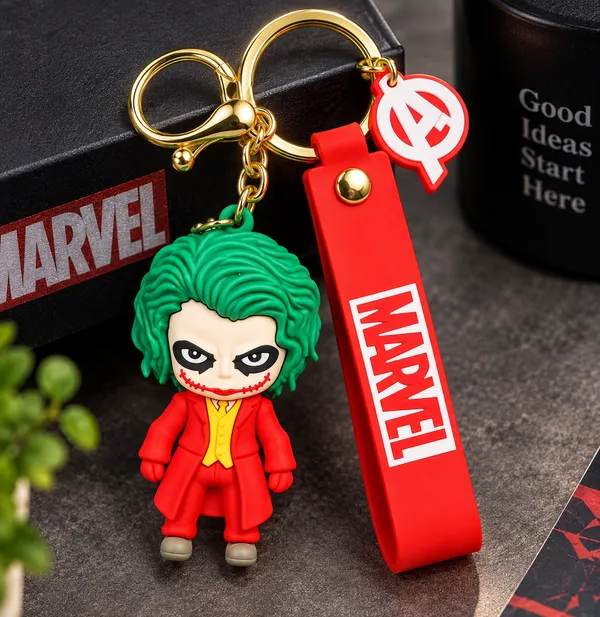 Joker_Character_Keychain_for_Boys_&_Girls_|_3D_Comic_Character_Keyring_with_Red_Silicone_MARVEL_Strap