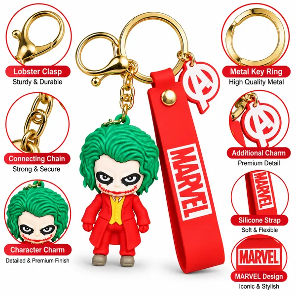 Joker_Character_Keychain_for_Boys_&_Girls_|_3D_Comic_Character_Keyring_with_Red_Silicone_MARVEL_Strap