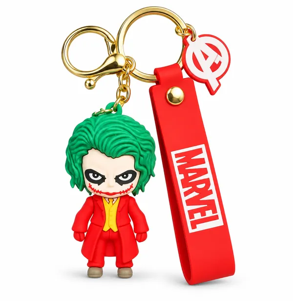 Joker_Character_Keychain_for_Boys_&_Girls_|_3D_Comic_Character_Keyring_with_Red_Silicone_MARVEL_Strap