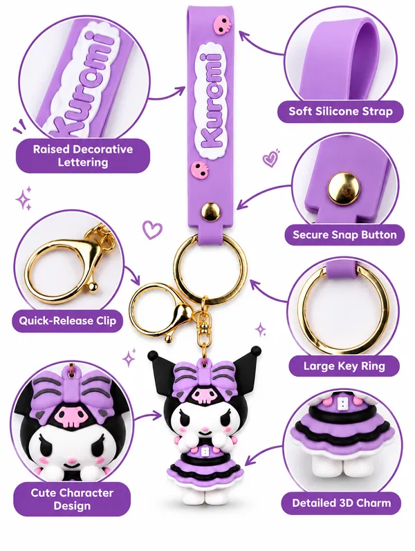 Kuromi_Keychain_For_Kids_&_Anime_Fans___Cute_3D_Character_Key_Ring_For_Keys_Backpack_School_Bag_&_Gifting_Pack_Of_2