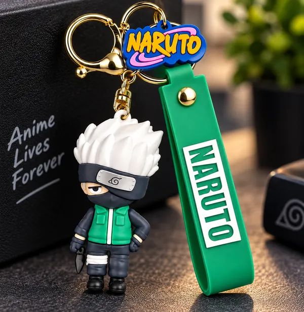 Naruto_Kakashi_Character_Keychain_for_Boys_&_Girls_|_3D_Anime_Character_Keyring_with_Green_Silicone_Strap