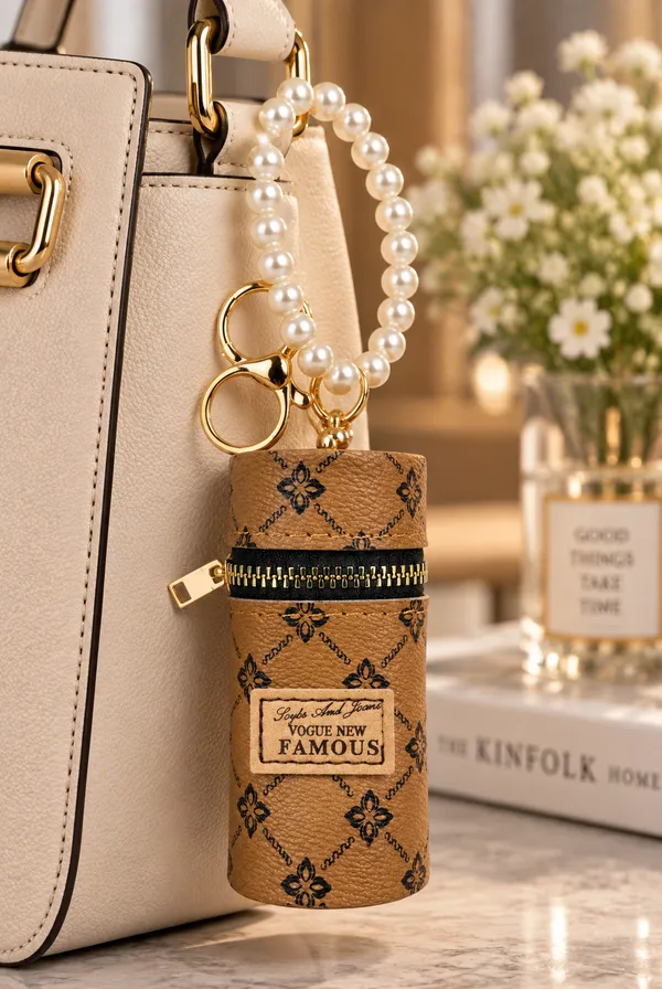 Tan_Fashion_Purse_Keychain_for_Women_&_Girls___Mini_Handbag_Style_Bag_Charm_Key_Ring_for_Keys_&_Gifting