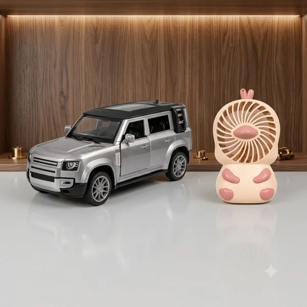 Silver_Die_Cast_Metal_Die_Cast_Car_Model_Kids__Collecting__Decoration_And_Beigepink_Abs_Plastic_Mini_Usb_Fan_Home__Office__Travel