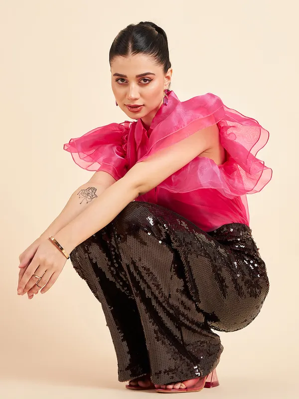 Pink_Sheer_Ruffle_Sleeve_Top_for_Women