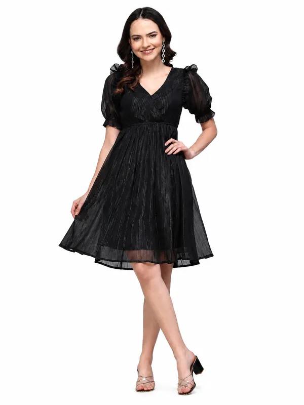 Black_Lurex_Fit_And_Flare_Dress_for_Women