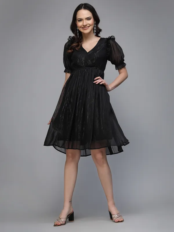 Black_Lurex_Fit_And_Flare_Dress_for_Women