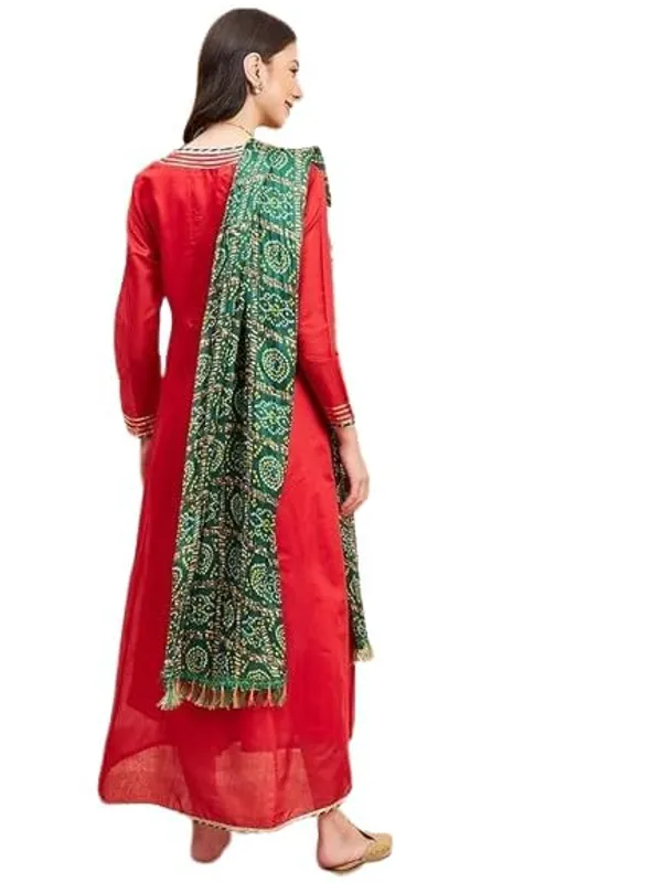 Women_Chanderi_Anarkali_Kurta_With_Dupatta_Bandhani_Ethnic_Dress_V_Neck_Flared_Anarkali_Suit_Set_S_Xxl