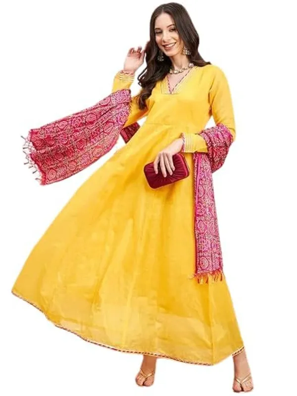 Product_Summary_Fabway_Clothing_Women_Chanderi_Anarkali_Kurta_With_Dupatta_Bandhani_Ethnic_Dress_V_Neck_Flared_Anarkali_Suit_Set_S_Xxl