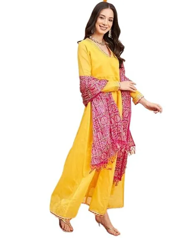 Product_Summary_Fabway_Clothing_Women_Chanderi_Anarkali_Kurta_With_Dupatta_Bandhani_Ethnic_Dress_V_Neck_Flared_Anarkali_Suit_Set_S_Xxl