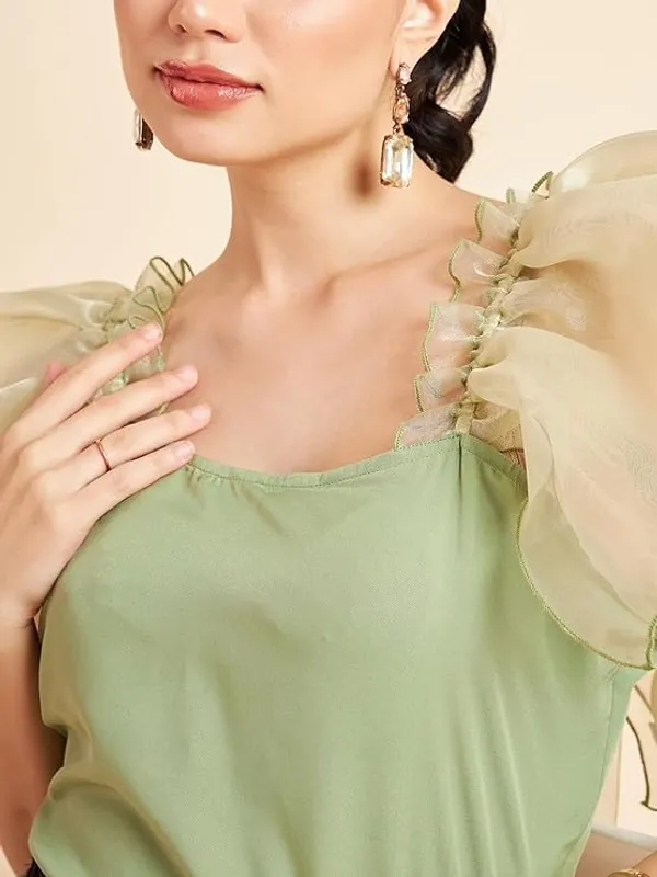 Women_Crop_Top_Organza_Frill_Sleeves_Fitted_Top_Stylish_Western_Top_Back_Tie_Up_Soft_Crepe_Fabric_S_Xxl