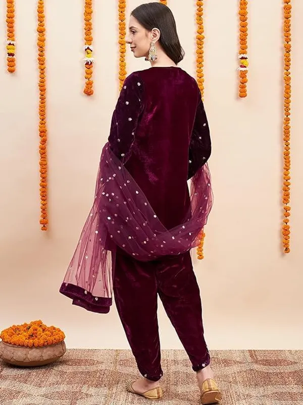 Women_Velvet_Embroidered_Kurta_Set_With_Dupatta_Tulip_Pant_Festive_Wedding_Ethnic_Suit_Black_Wine_Teal_Blue_S_Xxl