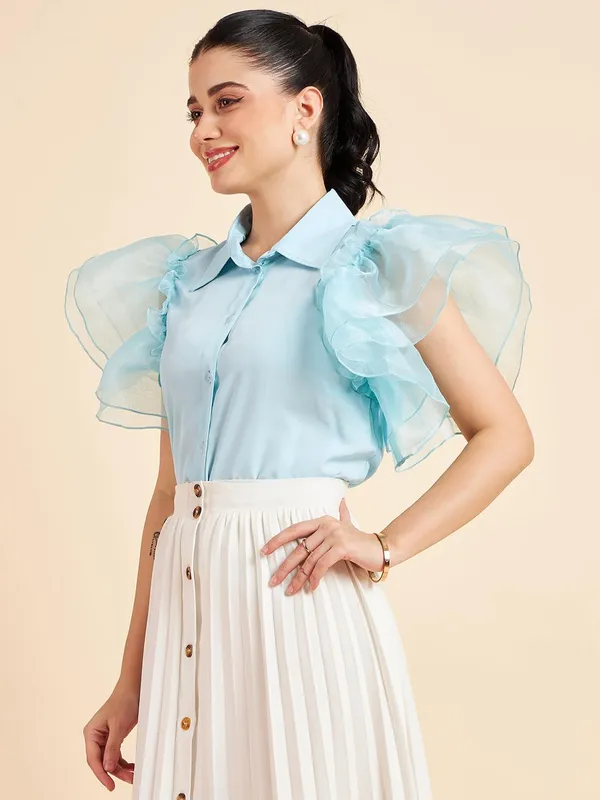 Women_S_Organza_Sheer_Shirt_Top_Puff_Sleeves_Western_Top_Regular_Fit