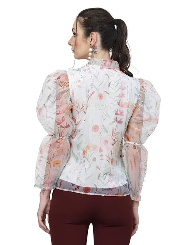 Women_Organza_Printed_Top_Sheer_Puff_Sleeves_Stylish_Western_Top_Tie_Up_Neck_With_Inner_Knit_Lining_S_Xxl