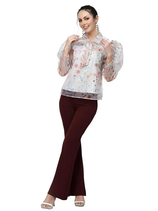 Women_Organza_Printed_Top_Sheer_Puff_Sleeves_Stylish_Western_Top_Tie_Up_Neck_With_Inner_Knit_Lining_S_Xxl
