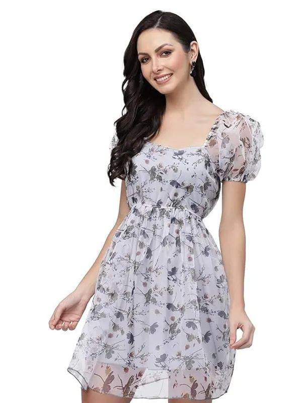 Women_Floral_Organza_Skater_Dress_Fit_Flare_Short_Dress_Knee_Length_Sizes_S_Xxl