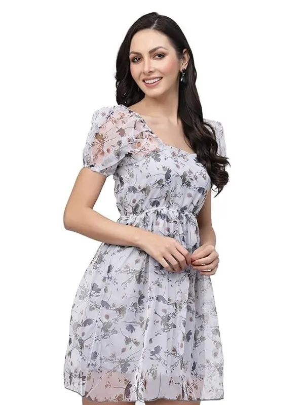 Women_Floral_Organza_Skater_Dress_Fit_Flare_Short_Dress_Knee_Length_Sizes_S_Xxl