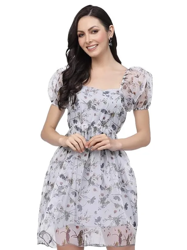 Women_Floral_Organza_Skater_Dress_Fit_Flare_Short_Dress_Knee_Length_Sizes_S_Xxl