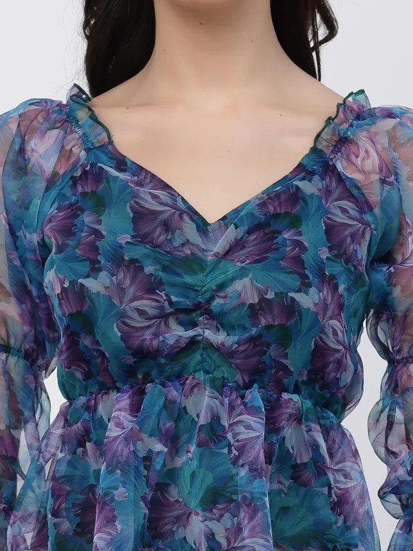 Women_Floral_Organza_Fit_Flare_Dress_Cute_Skater_Dress_Long_Puff_Sleeves_Birthday_Date_Outfit_S_Xxl