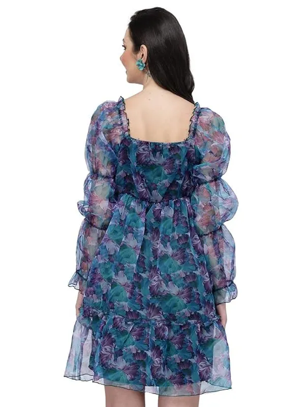 Women_Floral_Organza_Fit_Flare_Dress_Cute_Skater_Dress_Long_Puff_Sleeves_Birthday_Date_Outfit_S_Xxl