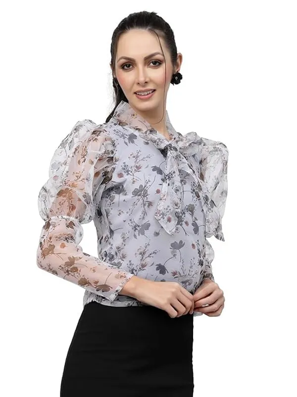 Women_Organza_Printed_Top_Sheer_Puff_Sleeves_Stylish_Western_Top_Tie_Up_Neck_With_Inner_Knit_Lining_S_Xxl