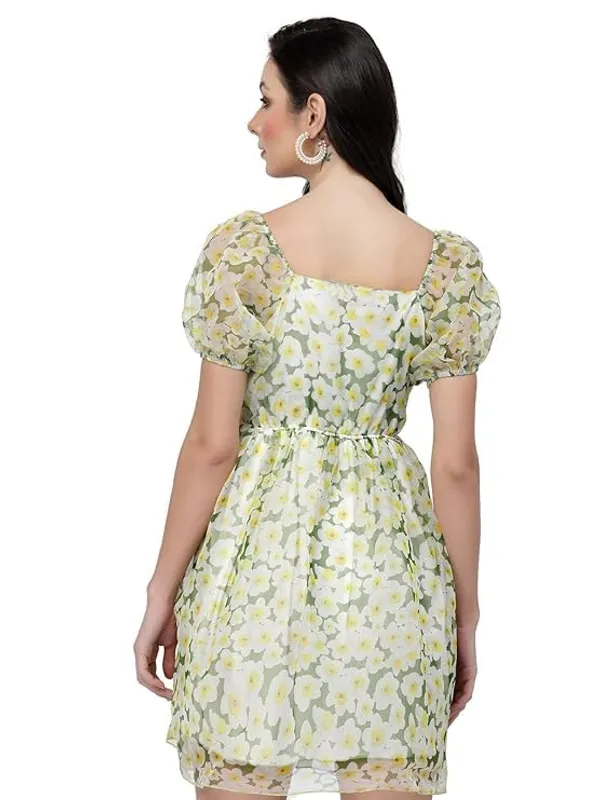 Women_Floral_Organza_Skater_Dress_Fit_Flare_Short_Dress_Knee_Length_Sizes_S_Xxl
