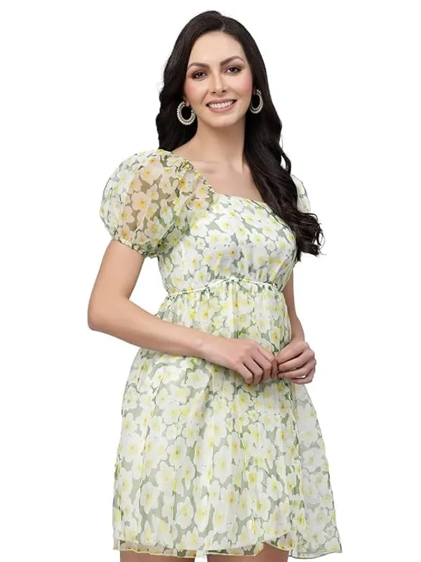 Women_Floral_Organza_Skater_Dress_Fit_Flare_Short_Dress_Knee_Length_Sizes_S_Xxl