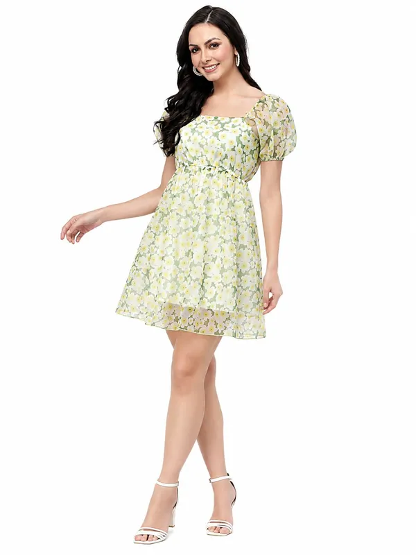 Women_Floral_Organza_Skater_Dress_Fit_Flare_Short_Dress_Knee_Length_Sizes_S_Xxl