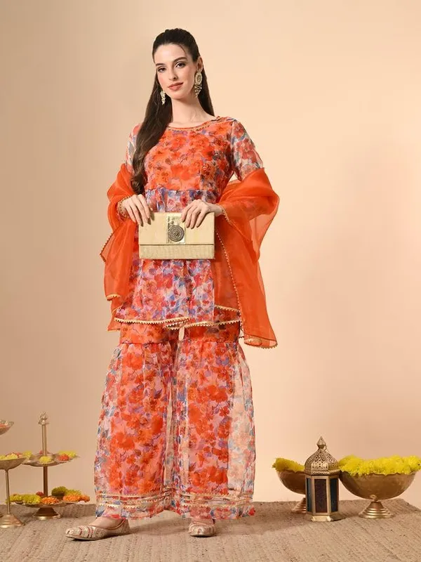 Floral_Print_Sharara_Suit_With_Dupatta_Multicolour_Ethnic_Set_Traditional_Indian_Wedding