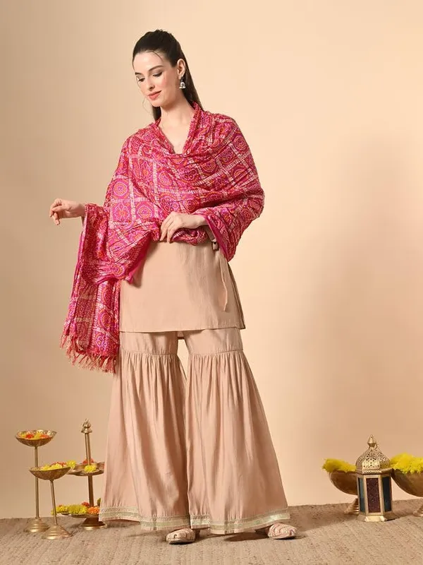 Women_Bandhani_Silk_Dupatta_Printed_Ethnic_Dupatta_With_Fringe_Lace_Border_Lightweight_Festive_Dupatta_For_Kurta_Suit_Sets