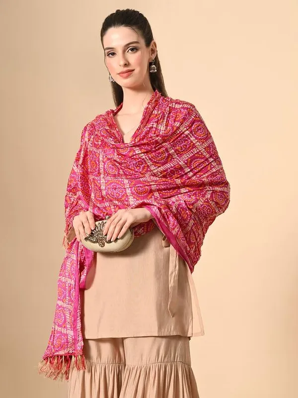 Women_Bandhani_Silk_Dupatta_Printed_Ethnic_Dupatta_With_Fringe_Lace_Border_Lightweight_Festive_Dupatta_For_Kurta_Suit_Sets