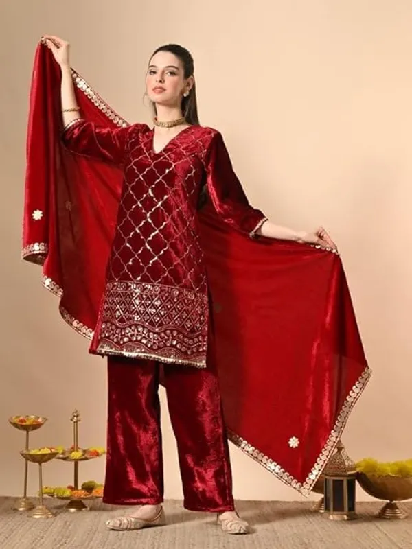 Women_Velvet_Heavy_Embroidered_Pakistani_Kurta_Palazzo_Set_With_Dupatta_V_Neck_Festive_Wedding_Ethnic_Suit_S_Xxl