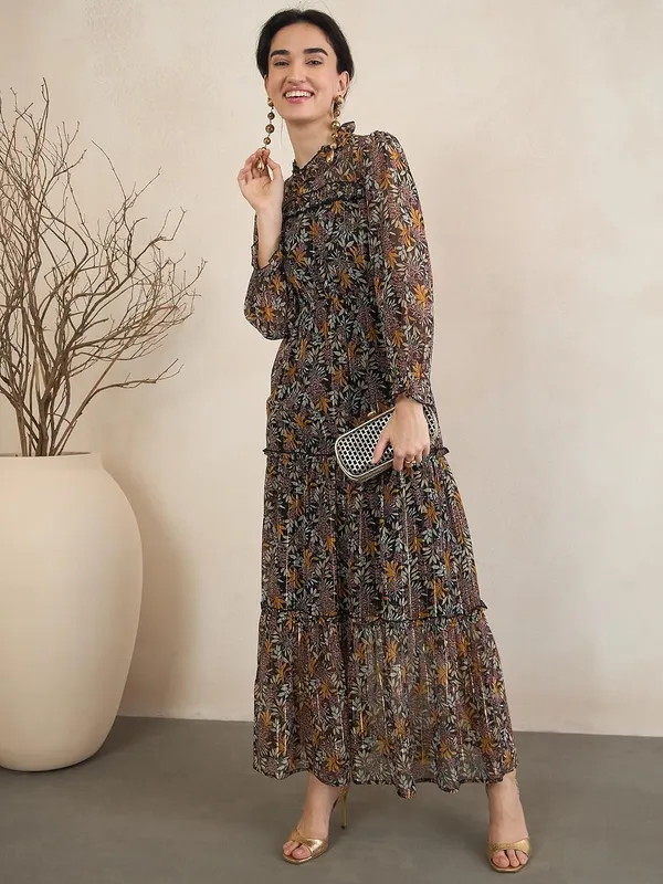 Women_S_Floral_Print_Maxi_Dress_Long_Sleeve_Tiered_Ruffle_High_Neck