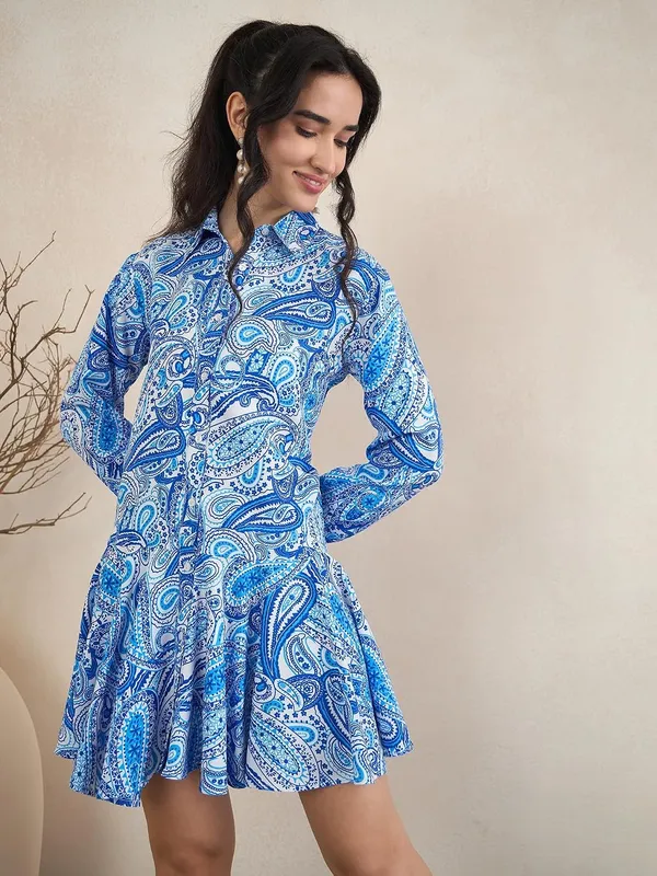 Women_S_Floral_Print_Flared_Shirt_Dress_Long_Sleeve_Collar_Neck_S_Xxl