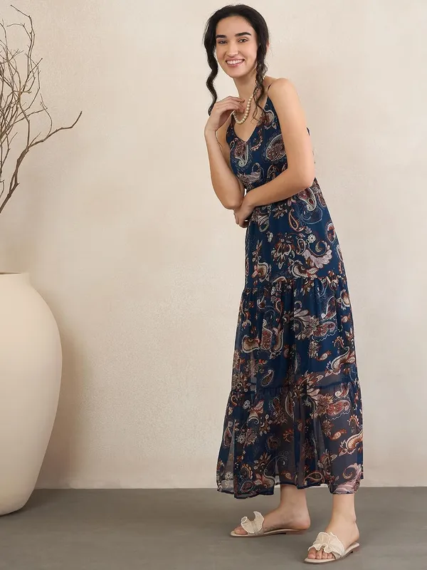 Women_S_Printed_Chiffon_Maxi_Dress_V_Neck_Spaghetti_Strap_Tiered_Flowy_Silhouette_Boho_Style