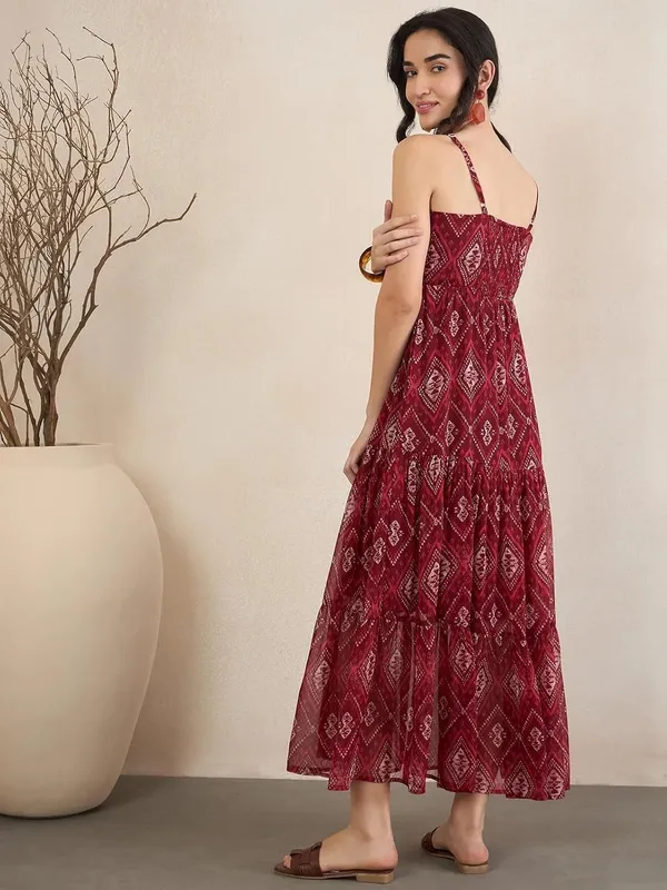 Women_S_Printed_Chiffon_Maxi_Dress_V_Neck_Spaghetti_Strap_Tiered_Flowy_Silhouette_Boho_Style