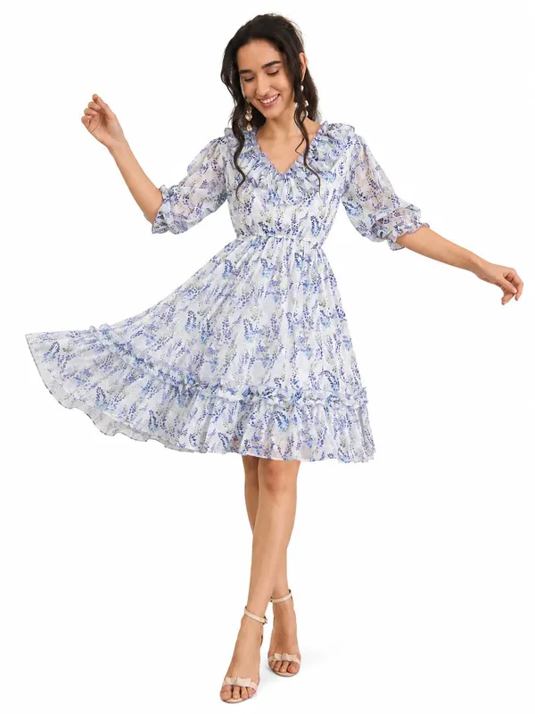 Women_S_Blue_Floral_Print_Georgette_Tiered_Dress_Ruffle_Neck_3_4_Sleeves_Knee_Length