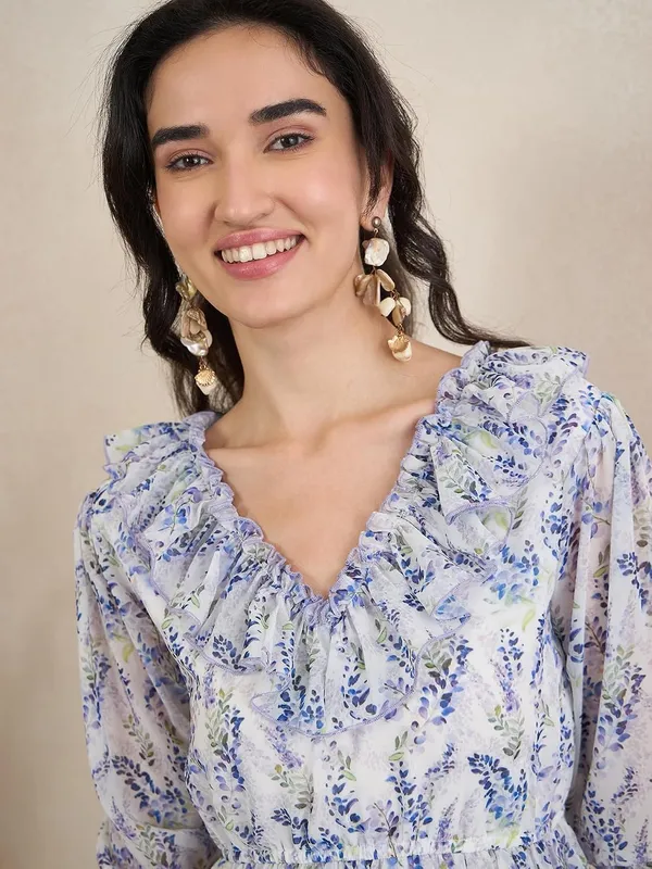 Women_S_Blue_Floral_Print_Georgette_Tiered_Dress_Ruffle_Neck_3_4_Sleeves_Knee_Length