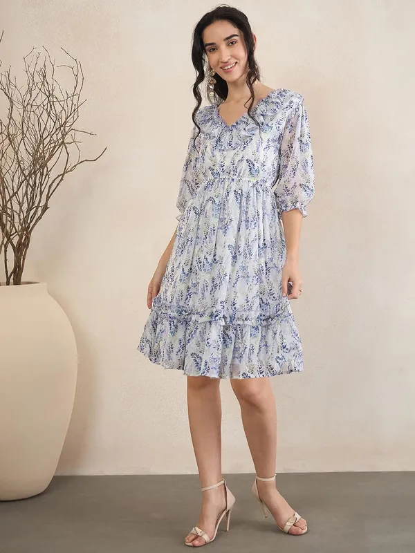 Women_S_Blue_Floral_Print_Georgette_Tiered_Dress_Ruffle_Neck_3_4_Sleeves_Knee_Length