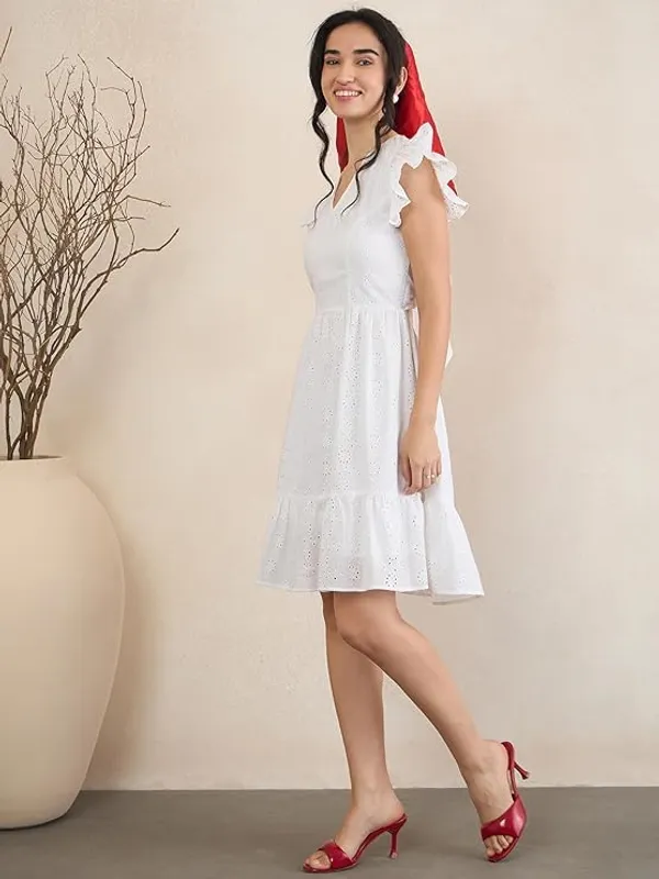 Women_S_Schiffli_Cotton_Dress_V_Neck_With_Ruffle_Sleeves_Backless_Bow_Detail_Tiered_Hem