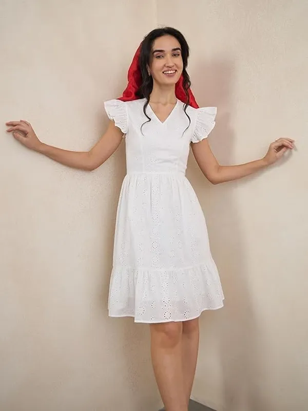 Women_S_Schiffli_Cotton_Dress_V_Neck_With_Ruffle_Sleeves_Backless_Bow_Detail_Tiered_Hem